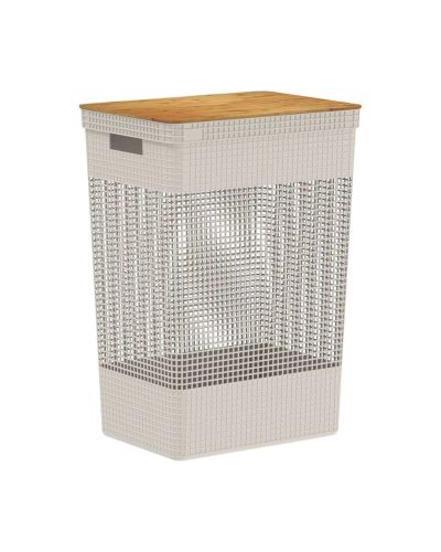 CESTO ROPA GRID TAPA BAMBU 49L OU CG455BGF