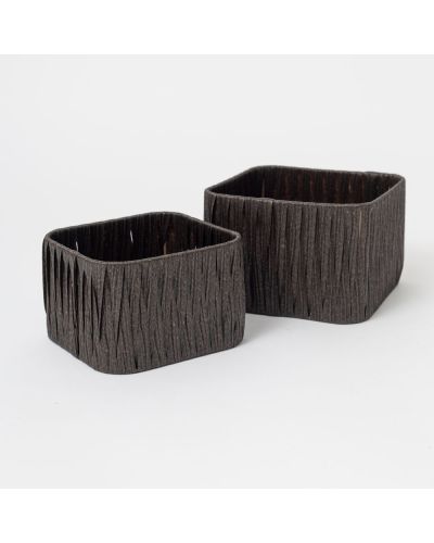 SET X 2 CANASTOS TRENZA MARRON OSCURO ETXE (492)