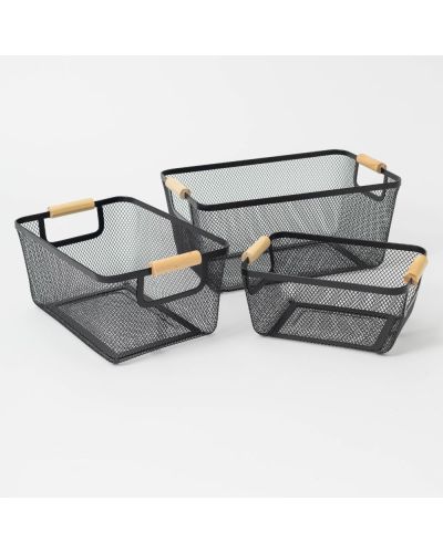 SET X 3 CANASTOS ALAMBRE NEGRO ETXE (493)