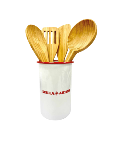 SET UTENSILLOS MADERA C/ PORTA STELLA ARTOIS 15798