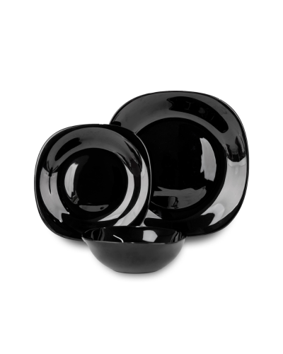 SET DE PLATOS CUADRADOS 12 PIEZAS OPALINA NEGRA CAROL (64912)