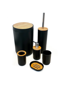 SET X 6 BAÑO CON CESTO NEGRO ETXE (JSW-97)