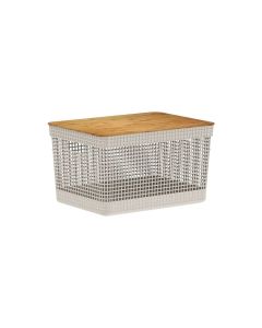CESTA GRID C/TAPA DE BAMBÚ 20L OU CG355BGF BEIGE