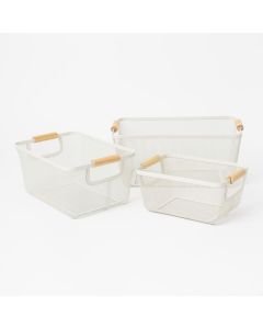 SET X 2 CANASTOS ALAMBRE BLANCO ETXE (493)