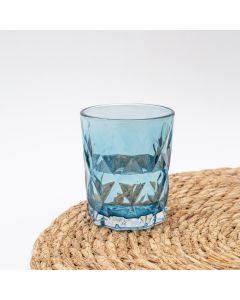 VASO BAJO AZUL ROMBOS 320 ML ETXE -ZX-22