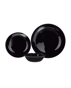 SET DE PLATOS REDONDOS 12 PIEZAS OPALINA NEGRA CAROL (64812)